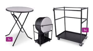 Transportkar klein inclusief statafel Colorado 7 stuks