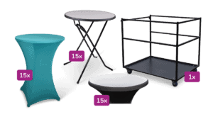 Transportkar groot inclusief statafel Colorado en Stretchrok + Topcover